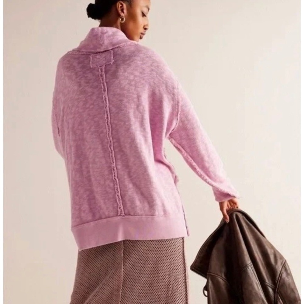 Free People We The Free Timmy Turtleneck Sweater Purple XS Oversized Pullover